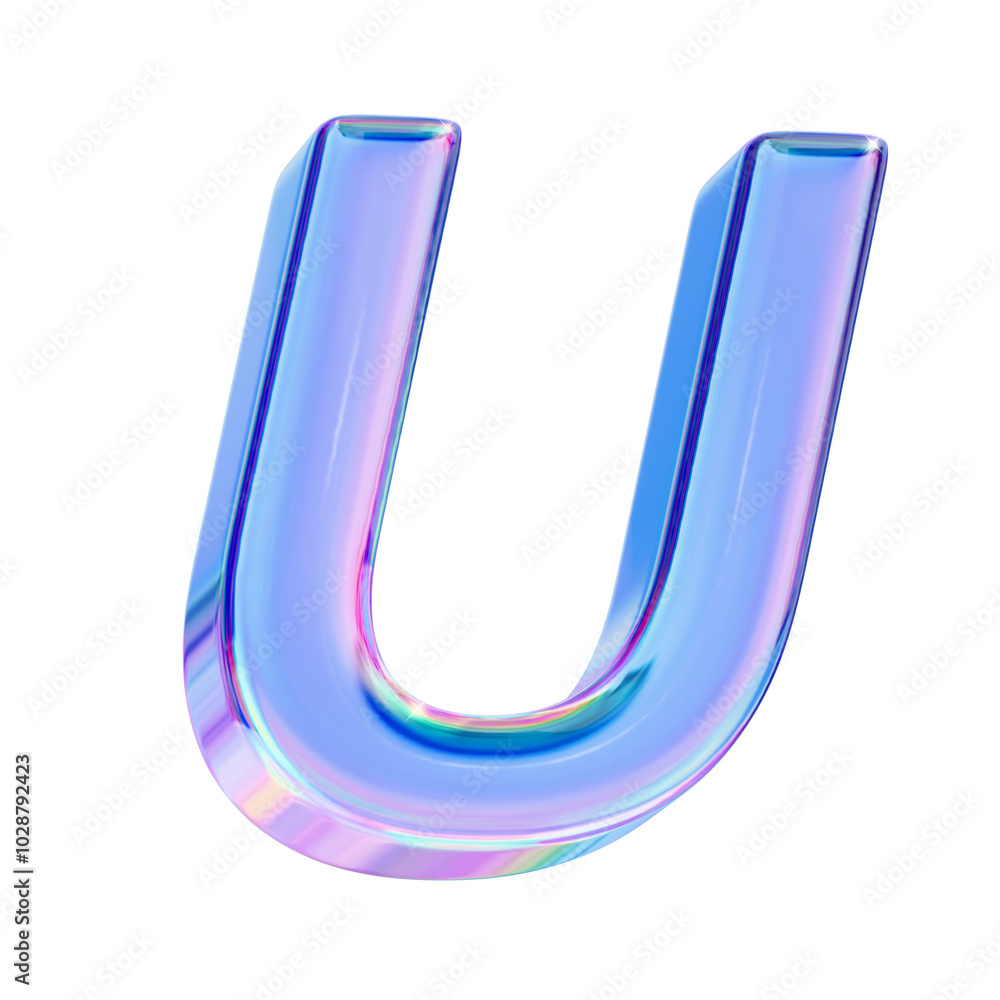Letter U in chromatic 3D style Letter U in chromatic 3D style