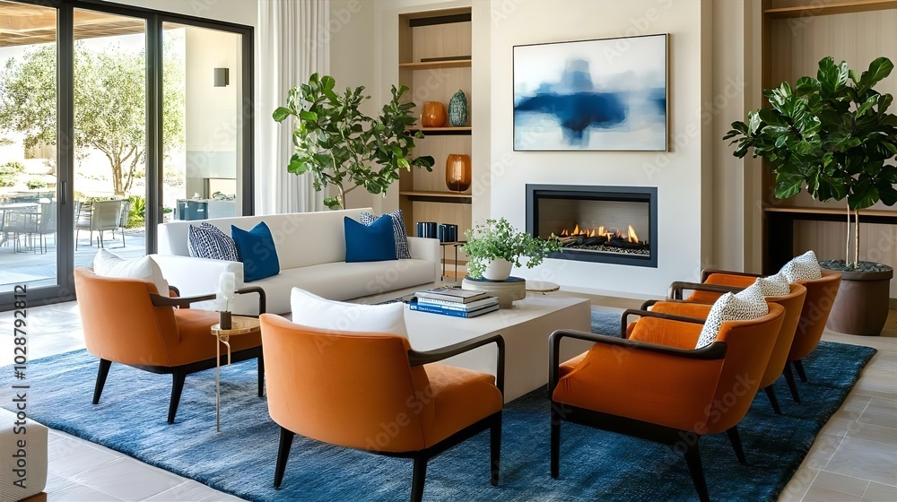 A cozy dining room featuring a stylish table surrounded by chairs, showcasing a warm and inviting interior A cozy dining room featuring a stylish table surrounded by chairs, showcasing a warm and inviting interior
