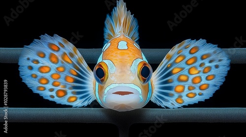 Close-Up of a Loosejaw Fish with Colorful Fins photo