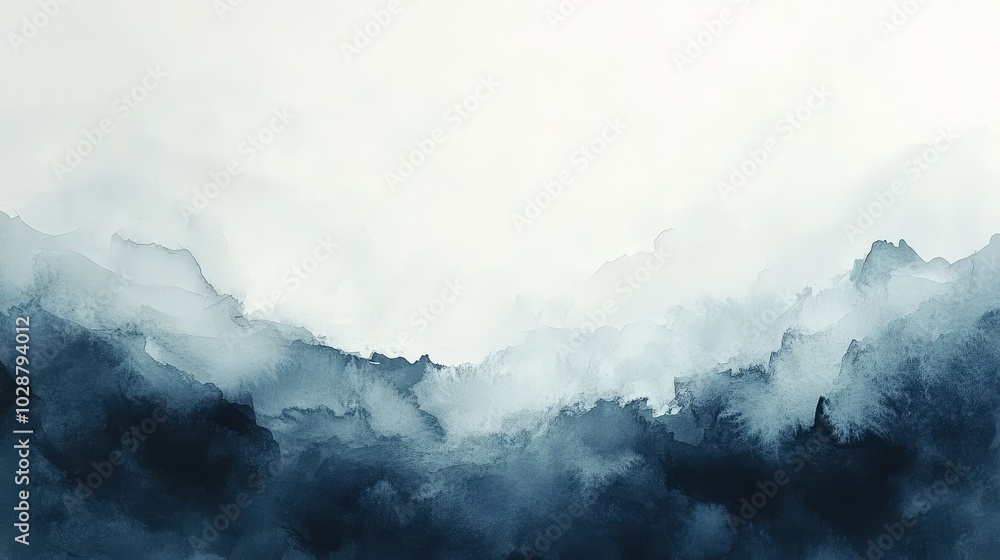 Serene Watercolor Mountains with Misty Atmosphere Serene Watercolor Mountains with Misty Atmosphere