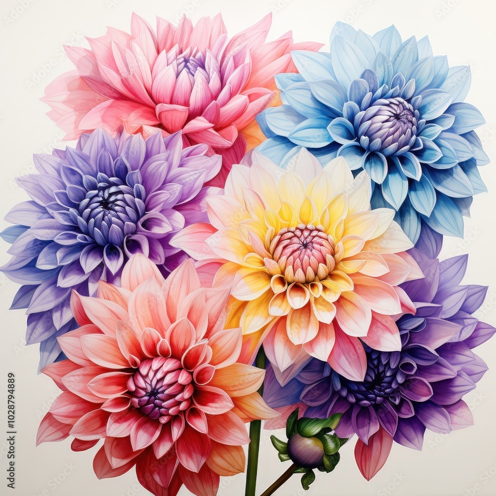 Obraz premium Vibrant Colorful Blooming Flowers in Soft Pastel Shades