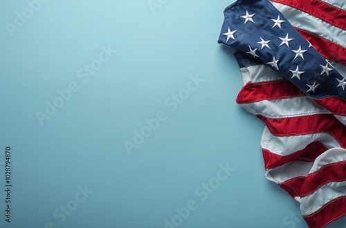 American flag displayed against a dark background in an indoor setting during...