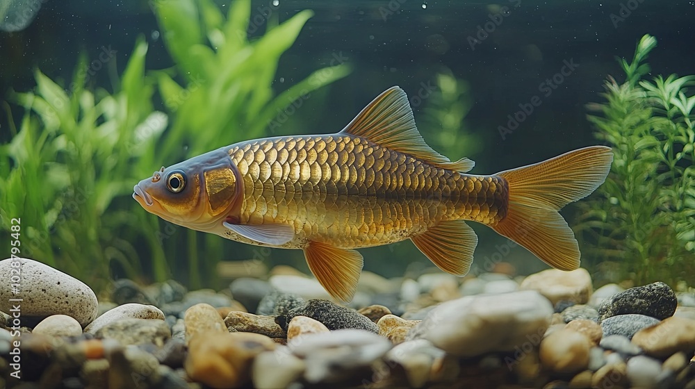 Silver Carp Swimming Underwater in Vibrant Environment Silver Carp Swimming Underwater in Vibrant Environment
