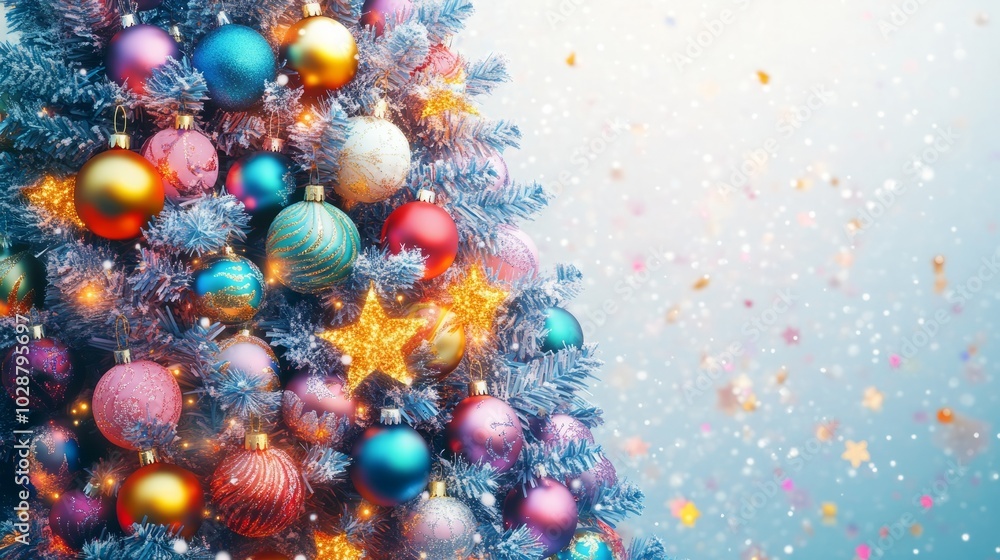 3d close-up colorful christmas tree 3d close-up colorful christmas tree