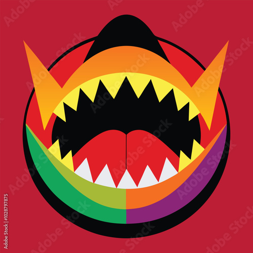 Monster Mouth Multicolored vector Design Concept