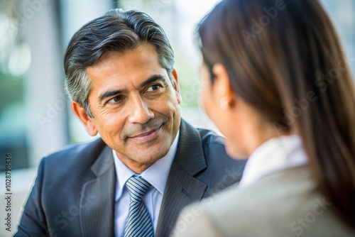 Business professionals having conversation in formal setting