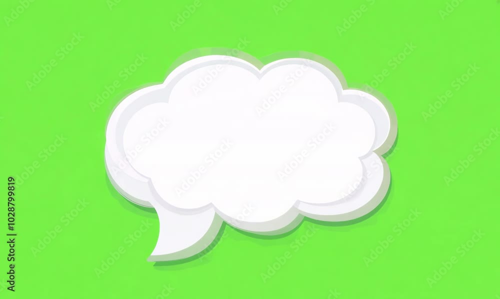 Simple Cloud-Shaped Speech Bubble on Chroma Key Background