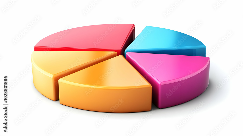 Obraz premium 3D Graph Icon with Budget Pie Segments: A Detailed Vector Illustration of Financial Distribution and Analysis Isolated on a White Background for Business Infographics