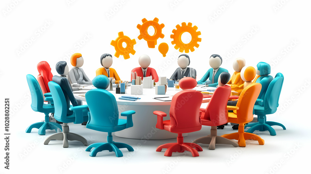 3D Group of Entrepreneurs Brainstorming: Candid Collaboration and Idea Generation in Casual Business Development Setting with 3D Icon on White Background 3D Group of Entrepreneurs Brainstorming: Candid Collaboration and Idea Generation in Casual Business Development Setting with 3D Icon on White Background