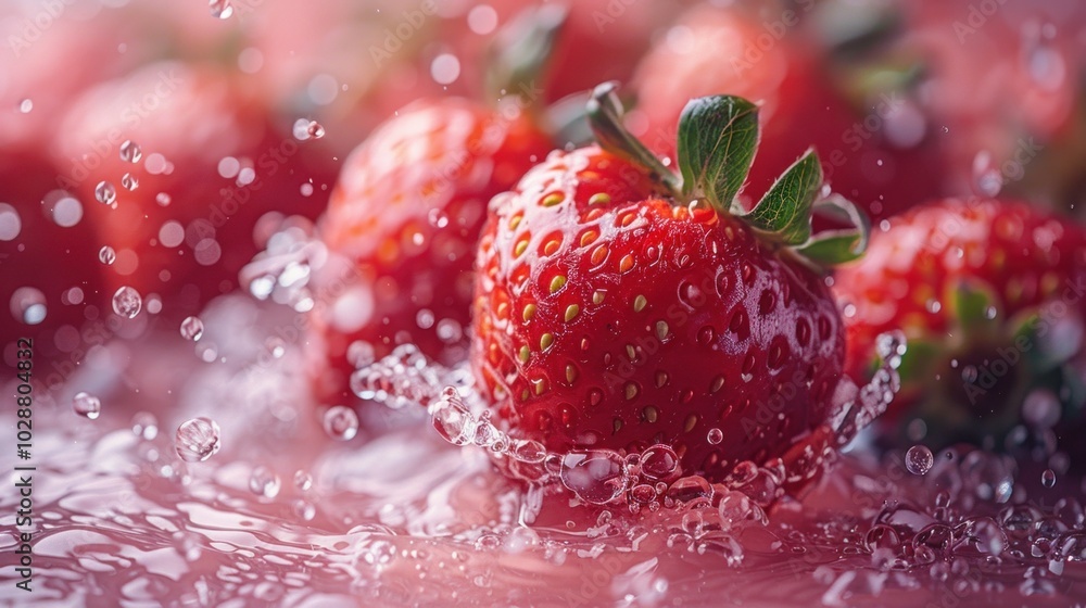 Strawberry with splash fruit pink, featuring red drink liquid fresh ripe beverage, with berry background drop healthy white motion juicy. Strawberry with splash fruit pink, featuring red drink liquid fresh ripe beverage, with berry background drop healthy white motion juicy.