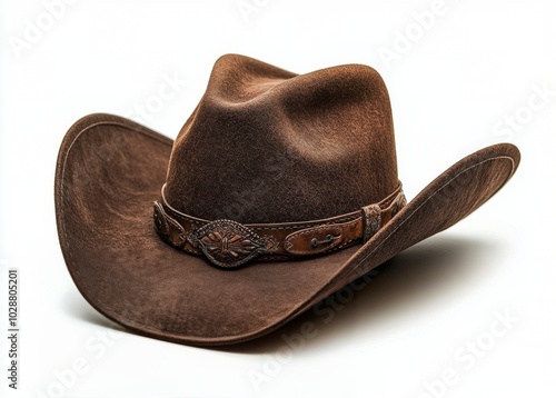 Classic brown cowboy hat resting on a clean white background for timeless style