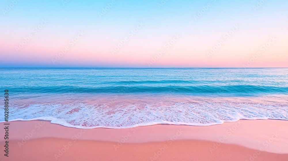 Serene Beach View at Dawn with Gentle Waves Serene Beach View at Dawn with Gentle Waves