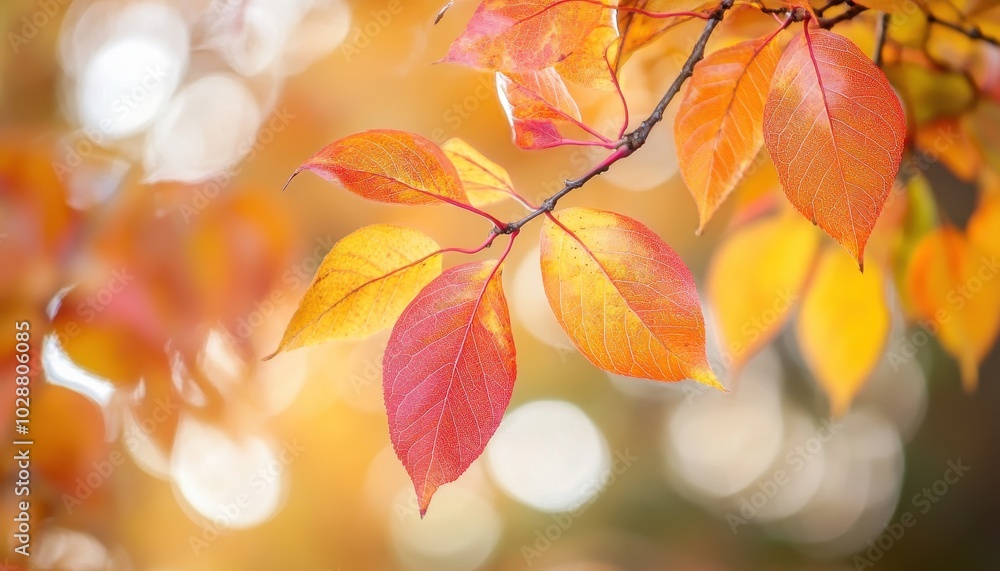 Autumn leaves in vibrant yellow, red, and orange hues glowing in a park Autumn leaves in vibrant yellow, red, and orange hues glowing in a park