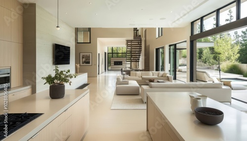 Wallpaper Mural Modern minimalist interior showcasing open-concept living and spacious kitchen Torontodigital.ca