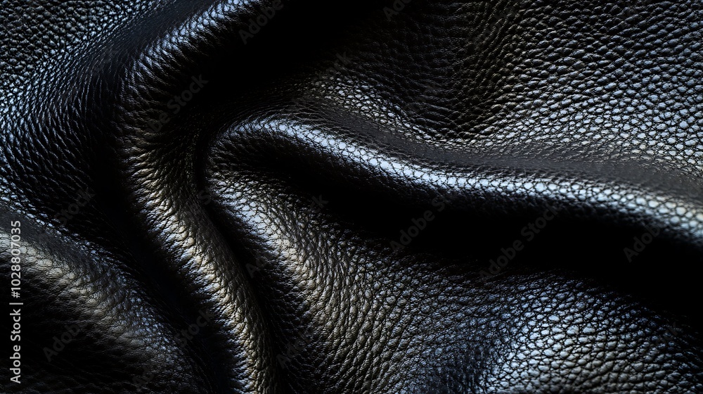 Captivating smooth black leather texture revealing its natural sheen and intricate details background Captivating smooth black leather texture revealing its natural sheen and intricate details background