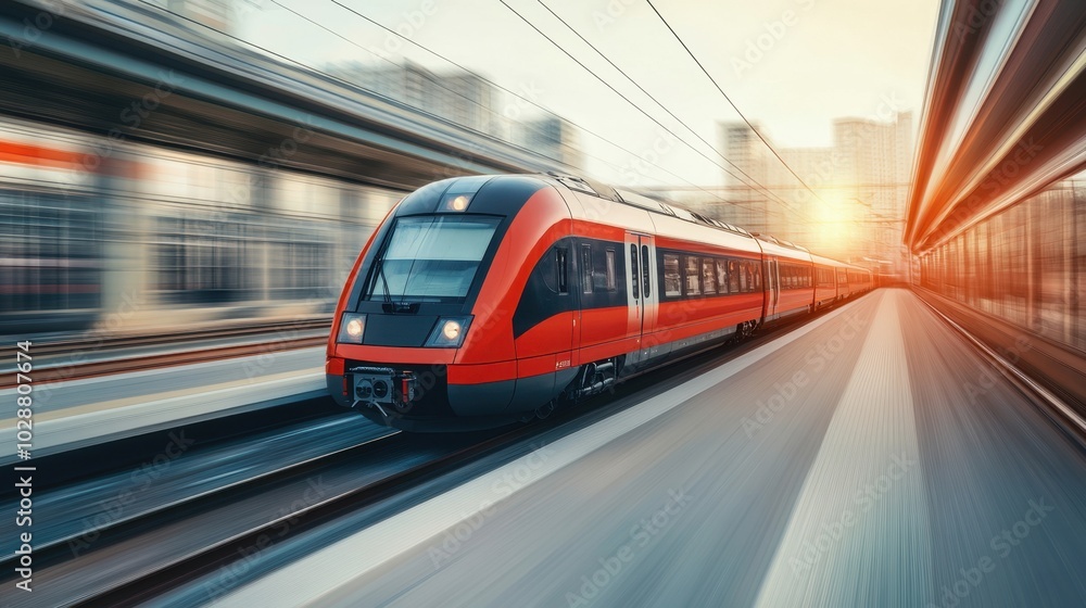 A visually striking illustration of a high-speed train in motion, emphasizing the rapid transit theme with a captivating motion blur effect to enhance the sense of speed. A visually striking illustration of a high-speed train in motion, emphasizing the rapid transit theme with a captivating motion blur effect to enhance the sense of speed.
