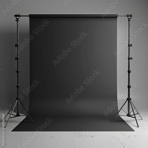 A black grey gradient studio background for an object to be be placed in front of. photo