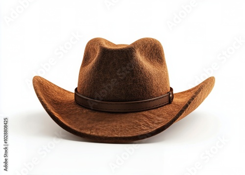 Classic brown cowboy hat resting on a clean white background for timeless style