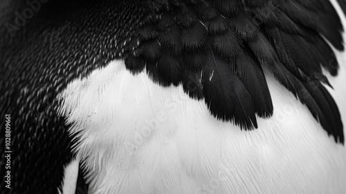Black and White Bird Feathers Close-Up