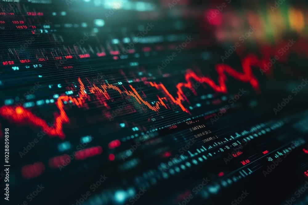 Stock Market Chart on Computer Screen with Red and Green Lights Stock Market Chart on Computer Screen with Red and Green Lights