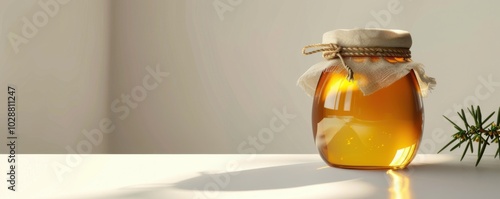 Jar of honey on white background, 4K hyperrealistic photo photo