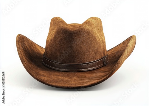 Classic brown cowboy hat resting on a clean white background for timeless style