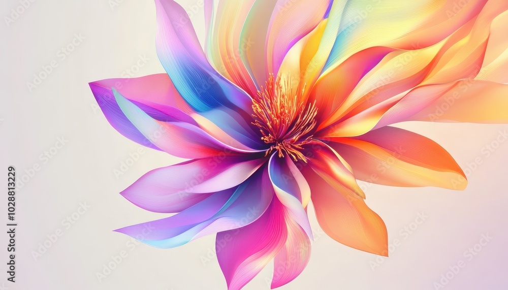 A vibrant abstract flower design bursting with colors and intricate details A vibrant abstract flower design bursting with colors and intricate details