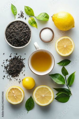 Refreshing lemon tea made with loose leaves, slices, and fresh ingredients