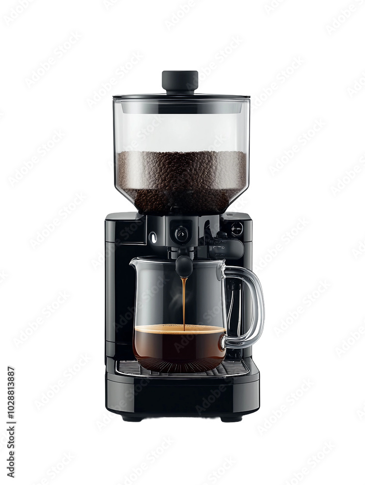 Modern Coffee Machine Brewing Fresh Coffee with Aromatic Coffee Beans Modern Coffee Machine Brewing Fresh Coffee with Aromatic Coffee Beans