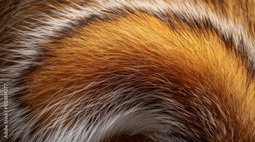 Close-up of a Curled Red and White Animal Fur