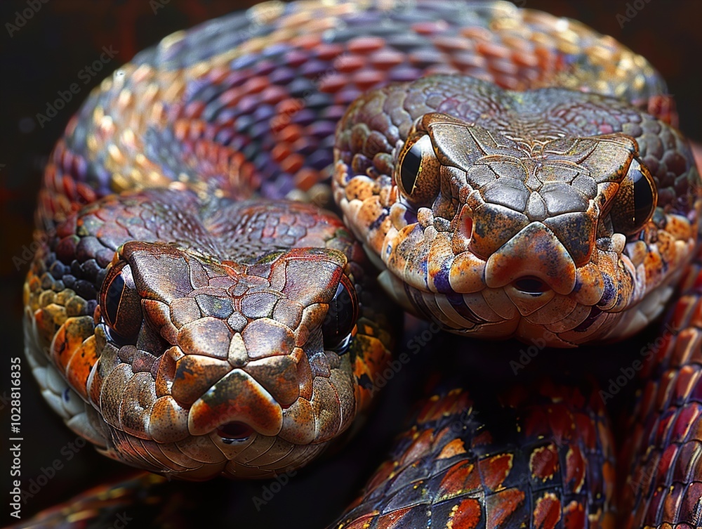 Close Up of a Colorful Snake's Head Close Up of a Colorful Snake's Head