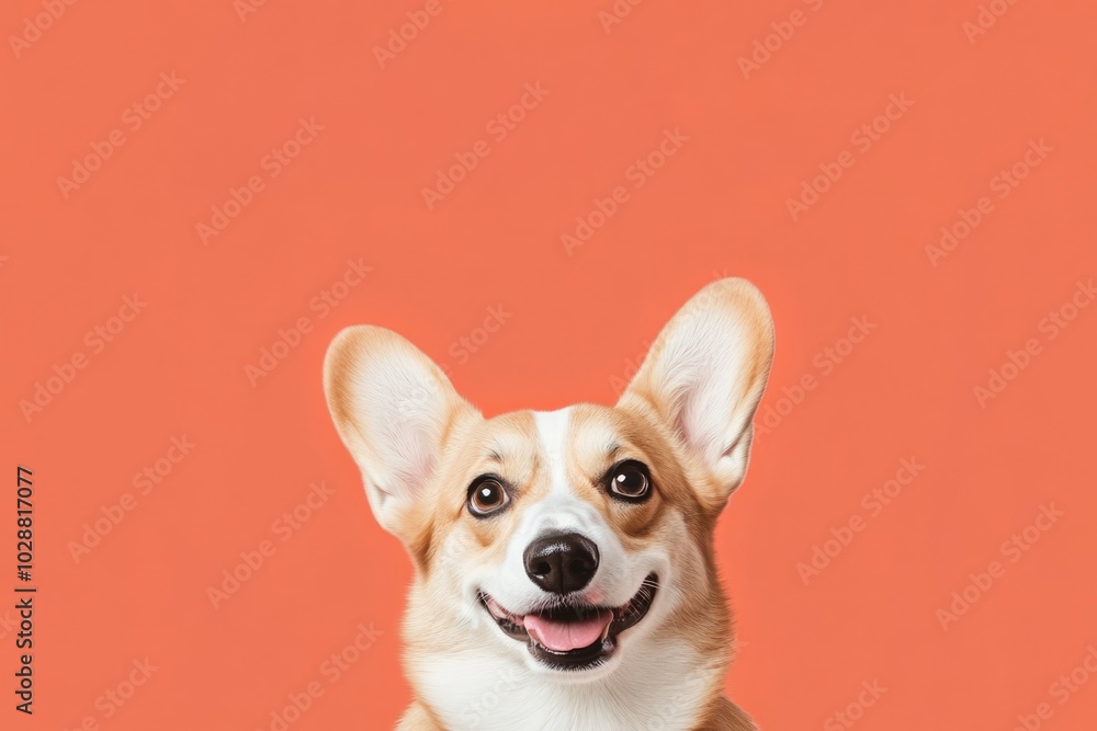 Playful Corgi on Vibrant Orange Background - Perfect for Posters, Cards, and Print Design Playful Corgi on Vibrant Orange Background - Perfect for Posters, Cards, and Print Design