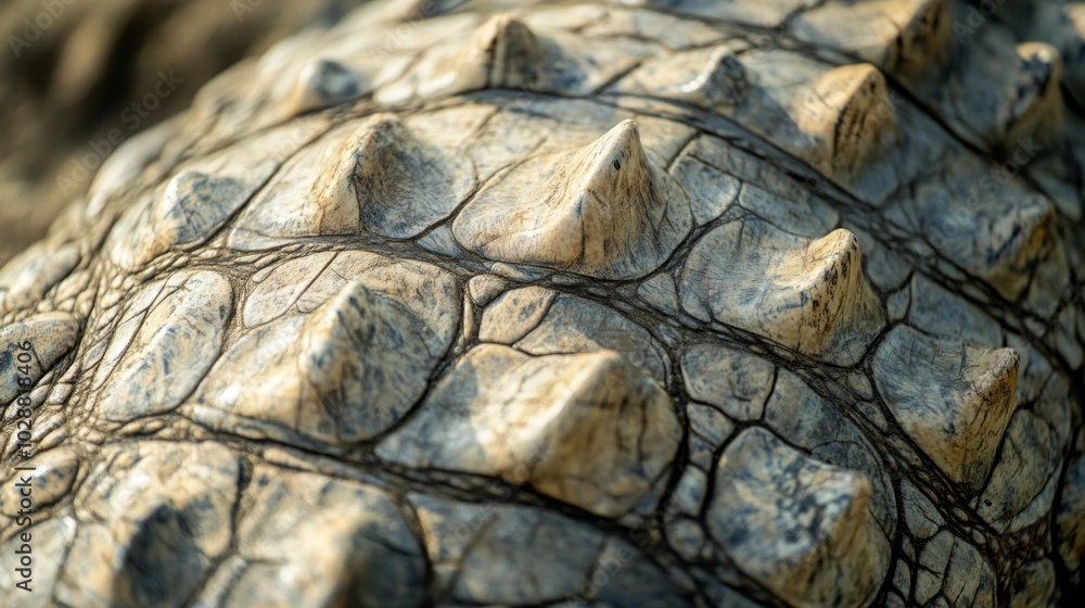 Close-up of Crocodile Skin with Spikes