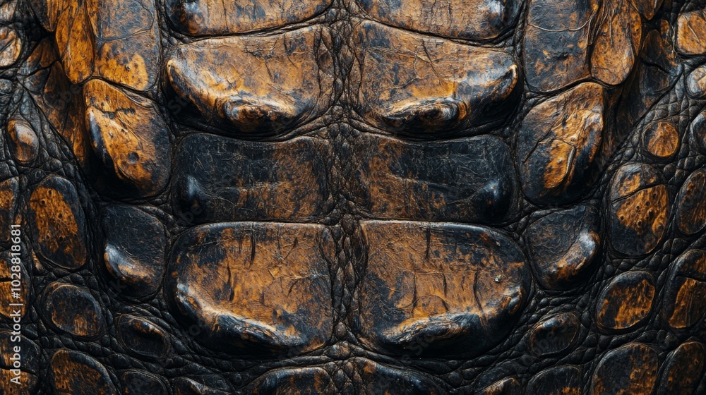 Close-up Texture of Alligator Skin with Dark and Brown Tones Close-up Texture of Alligator Skin with Dark and Brown Tones