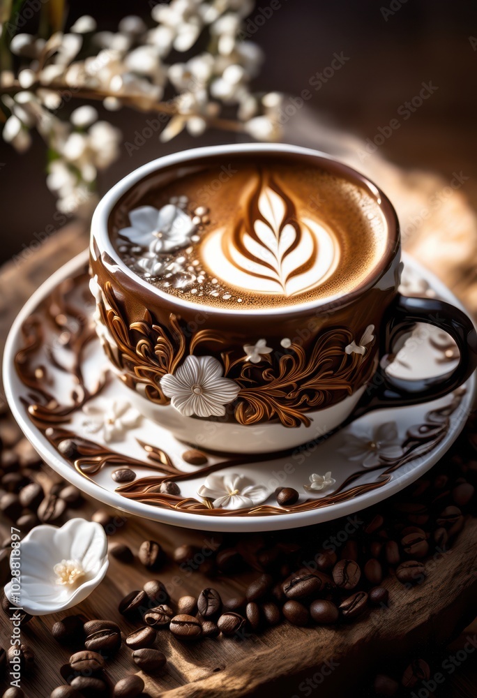 stunning details unique coffee foam art featuring intricate designs beautiful patterns close perspective, latte, beverage, cream, texture, surface stunning details unique coffee foam art featuring intricate designs beautiful patterns close perspective, latte, beverage, cream, texture, surface