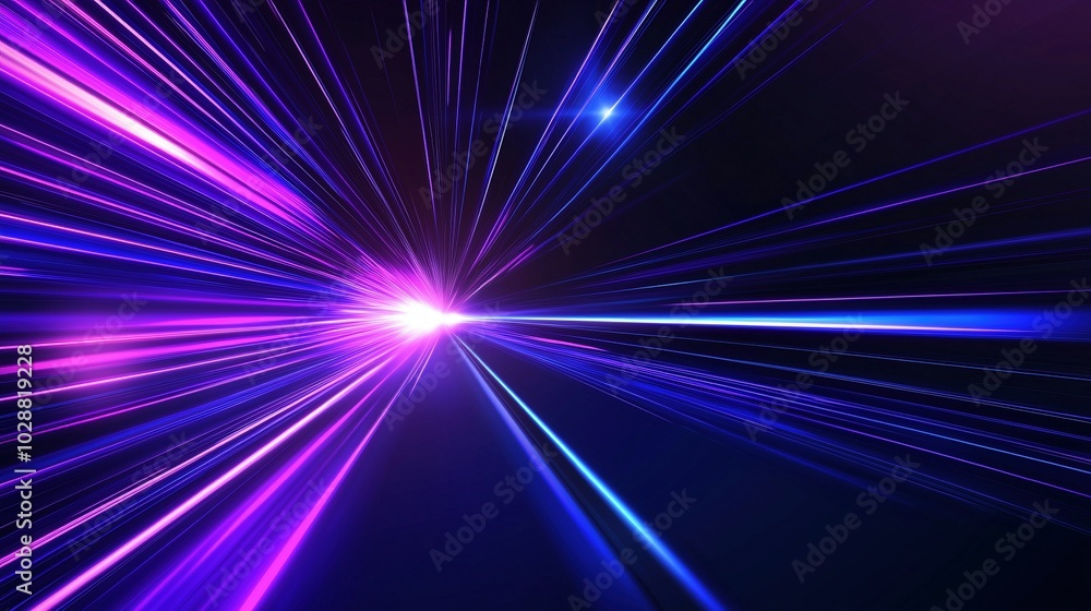 Panoramic view of high-speed technology, featuring a light-filled abstract background. The image captures speed motion on a road, highlighted by blue and purple neon glow effects Panoramic view of high-speed technology, featuring a light-filled abstract background. The image captures speed motion on a road, highlighted by blue and purple neon glow effects