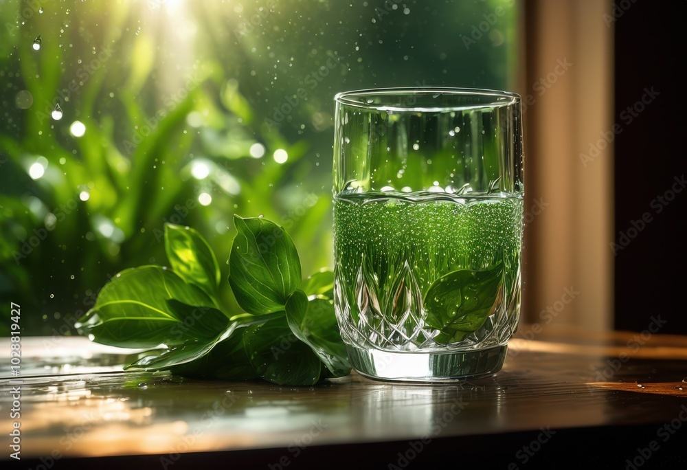 clear glass refreshing water resting polished wooden table surface highlighting natural elements, beverage, drink, hydration, refreshment, transparency clear glass refreshing water resting polished wooden table surface highlighting natural elements, beverage, drink, hydration, refreshment, transparency