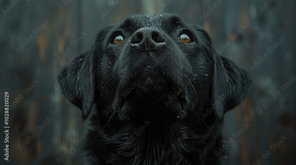 Black Labrador Portrait: Wet Fur and Curious Eyes Black Labrador Portrait: Wet Fur and Curious Eyes