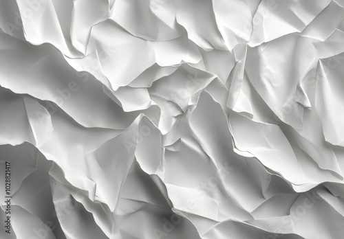 Textured white paper layers creating a delicate and intricate pattern in soft...