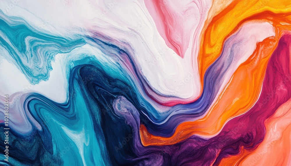 Colorful abstract marbled acrylic waves creating a vibrant textured background Colorful abstract marbled acrylic waves creating a vibrant textured background