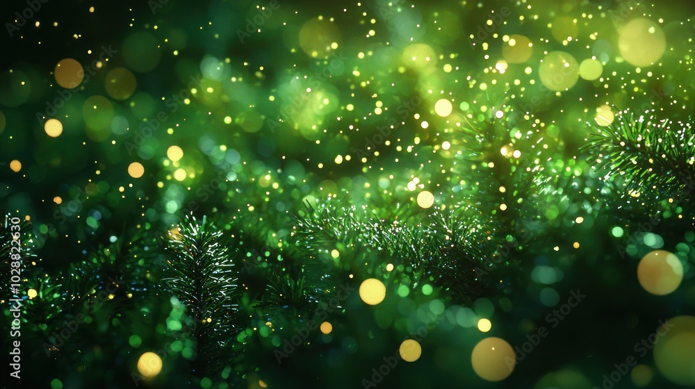 A vibrant green background adorned with twinkling fairy lights creates a festive and cheerful Christmas atmosphere. A vibrant green background adorned with twinkling fairy lights creates a festive and cheerful Christmas atmosphere.