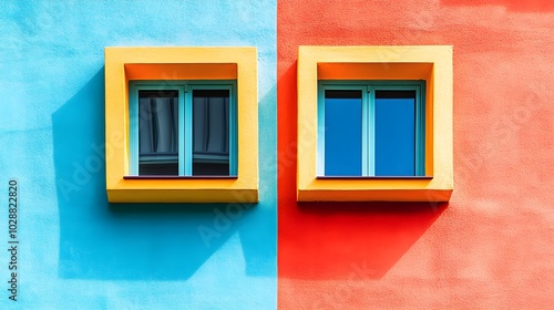 Two Windows on Colorful Wall