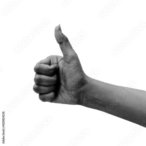 Thumbs up gesture on Retro halftone style