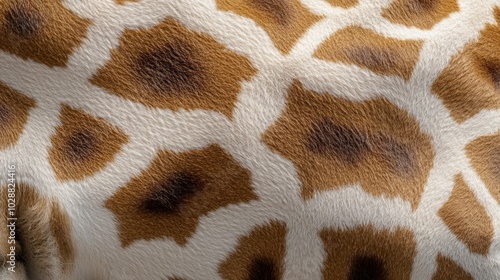 Close-up of a Giraffe's Fur Pattern with Brown and White Patches