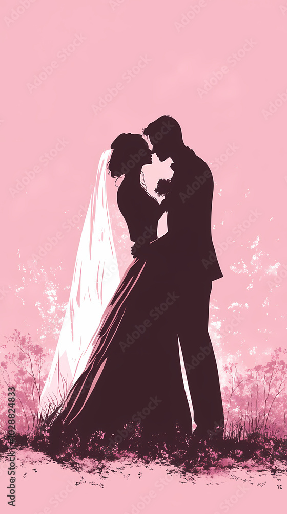 Romantic wedding .Bride and groom design vector image Romantic wedding .Bride and groom design vector image
