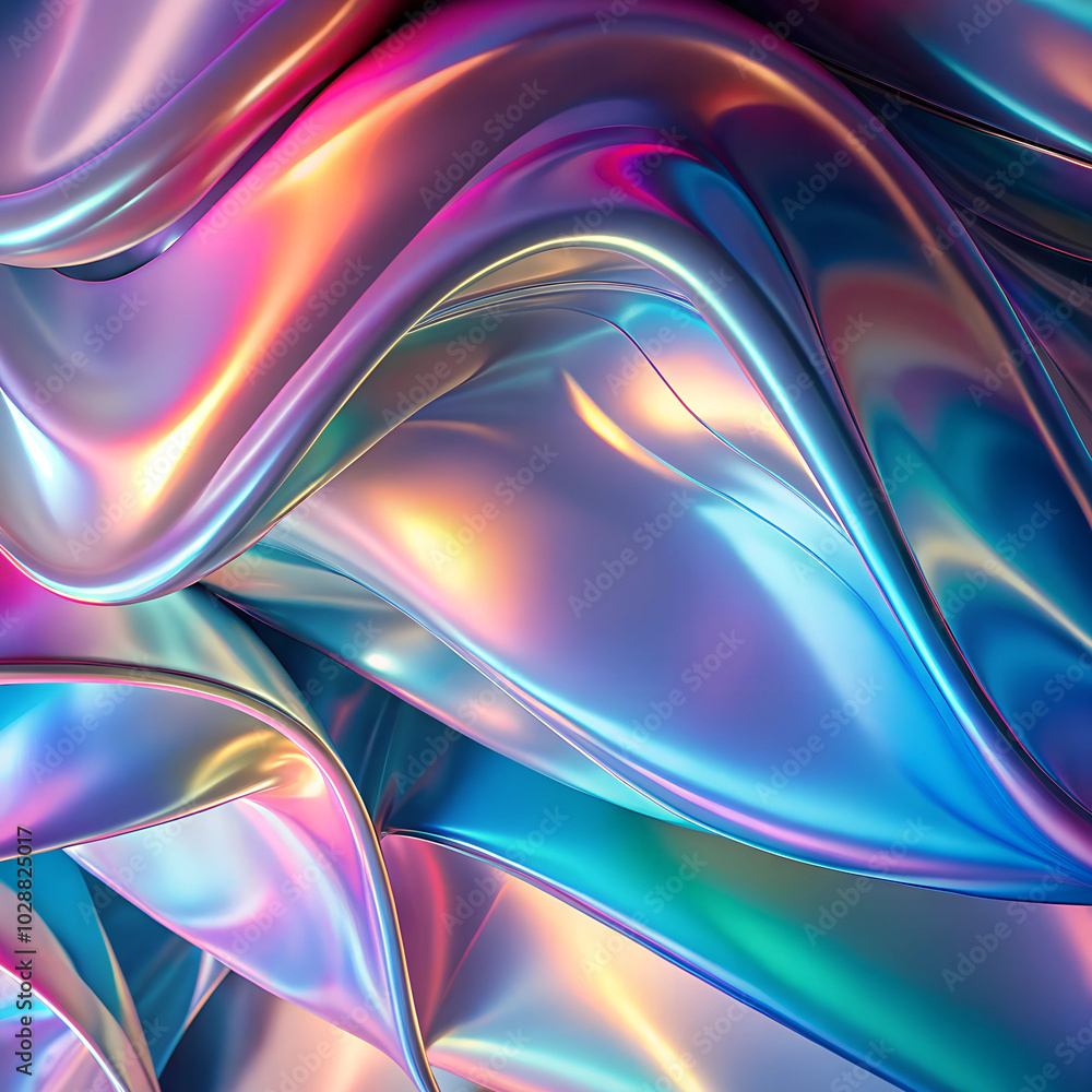 Abstract colorful waves of shiny fabric with smooth texture and gradients
Abstract colorful waves of shiny fabric with smooth texture and gradients