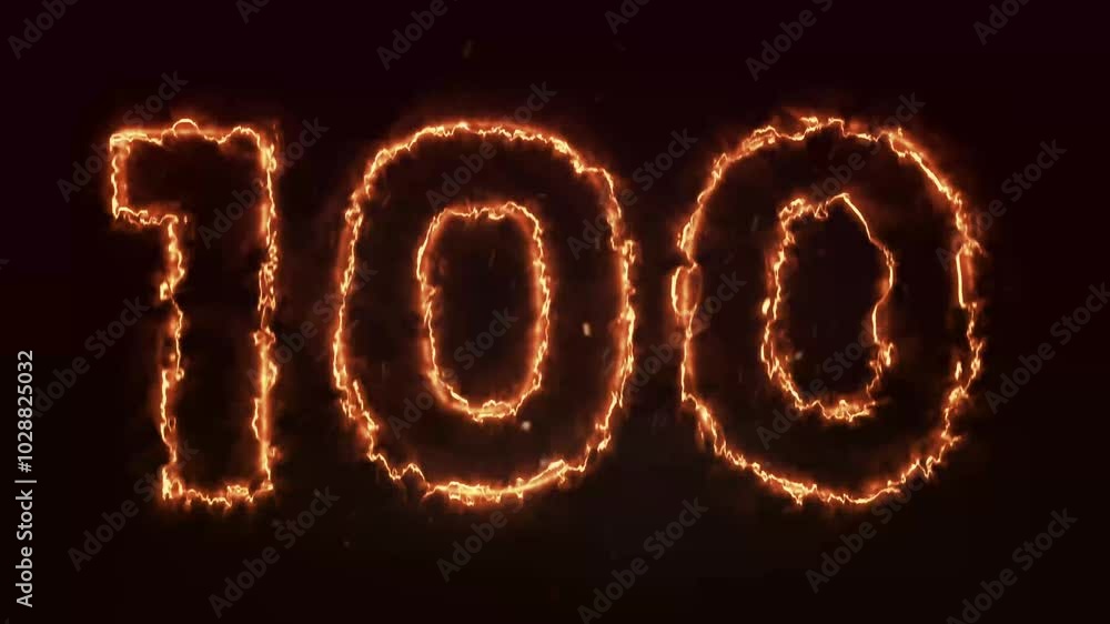 Burning Number. Fire number 100 animation Burning Number. Fire number 100 animation