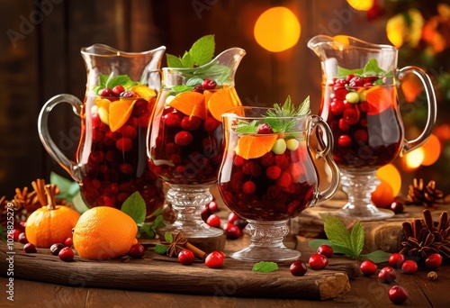 colorful festive beverage displays featuring seasonal ingredients like herbs celebrations gatherings, arrangement, cocktail, cheers, decoration, drink