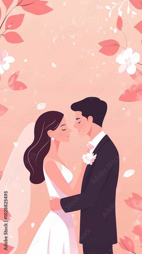 Romantic wedding .Bride and groom design vector image Romantic wedding .Bride and groom design vector image