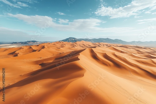 Wallpaper Mural Stunning aerial view of vast desert landscape with golden sand dunes and a clear blue sky, capturing the beauty of nature. Torontodigital.ca